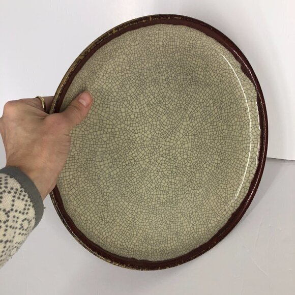 Pier 1 Crackle Collection Vintage 1990s Pottery Large‎ Brick Red Beige Plate - Picture 11 of 12